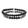 Bracelet homme pyrite et agate noire - M