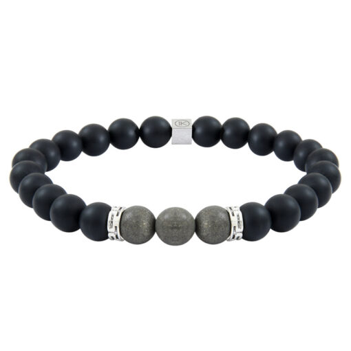 Bracelet homme pyrite et agate noire – M