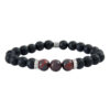 Bracelet homme jaspe rouge et agate noire - M