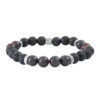 Bracelet homme jaspe rouge et pierre de lave - L