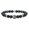 Bracelet homme obsidienne dorée et perle de Tahiti gravée - M – Image 2