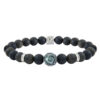 Bracelet homme obsidienne dorée et perle de Tahiti gravée - M