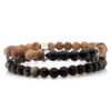 Bracelet homme obsidienne et bois fossile - L