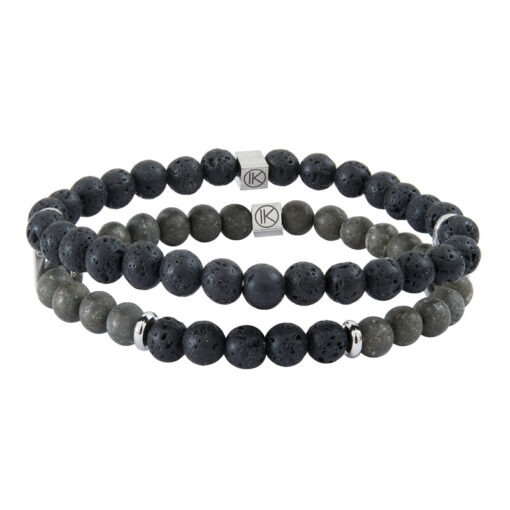 Bracelet homme pyrite et pierre de lave – L