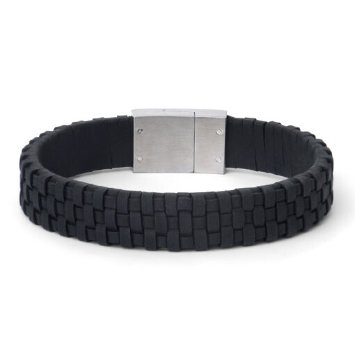 Bracelet homme cuir noir fermoir magnétique – L