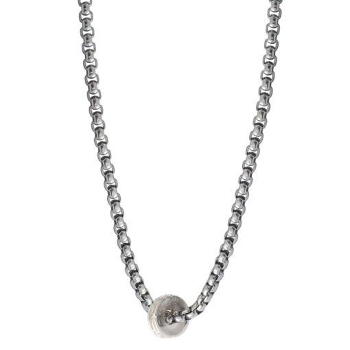 Collier homme chaîne acier motif argent – Image 2