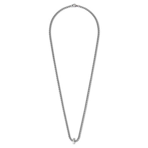 Collier homme chaîne acier motif argent – Image 3