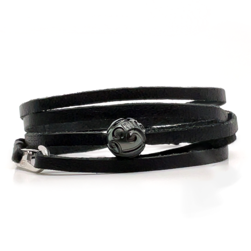 Bracelet homme cuir et perle de Tahiti gravée