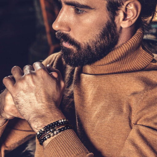 Bracelet homme cuir perle de Tahiti gravée – L – Image 3