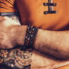 Bracelet homme jaspe rouge et agate noire - M – Image 2