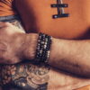 Bracelet homme pyrite et pierre de lave – M – Image 2