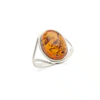 Bague ambre et argent - 55