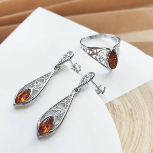 Bague ambre et argent – Image 2
