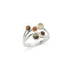 Bague ambre multicolore et argent