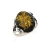 Bague ambre vert et argent