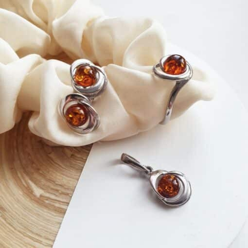 Boucles d’oreilles ambre et argent – Image 2