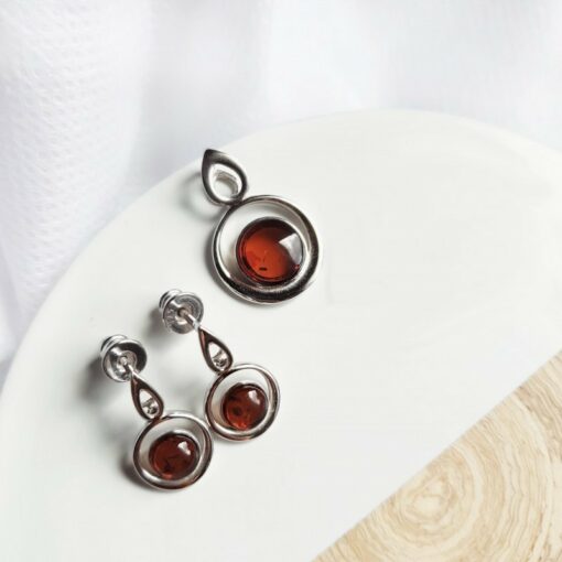 Boucles d’oreilles ambre et argent – Image 2