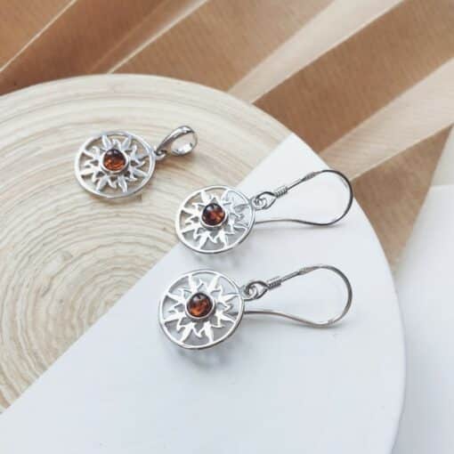 Boucles d’oreilles ambre et argent – Image 2