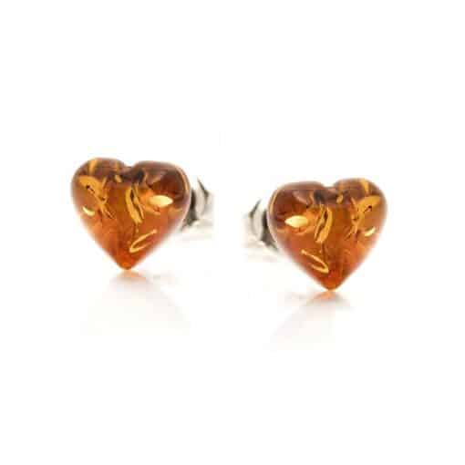Boucles d’oreilles coeur en ambre