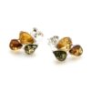Boucles d’oreilles ambre multicolore et argent