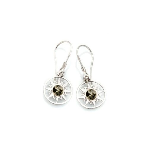 Boucles d’oreilles ambre vert et argent