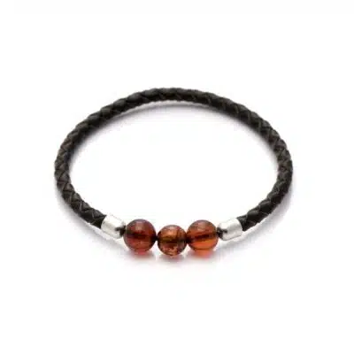 Bracelet ambre et cuir