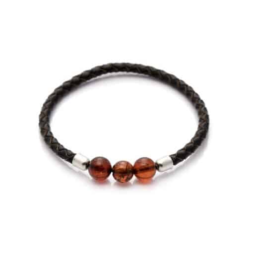 Bracelet ambre et cuir