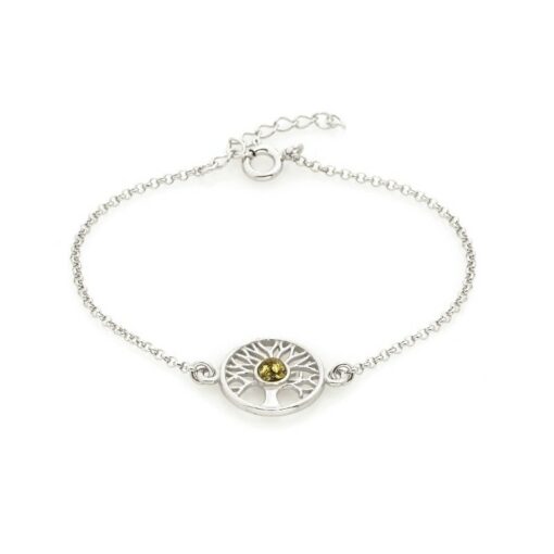 Bracelet ambre vert et argent