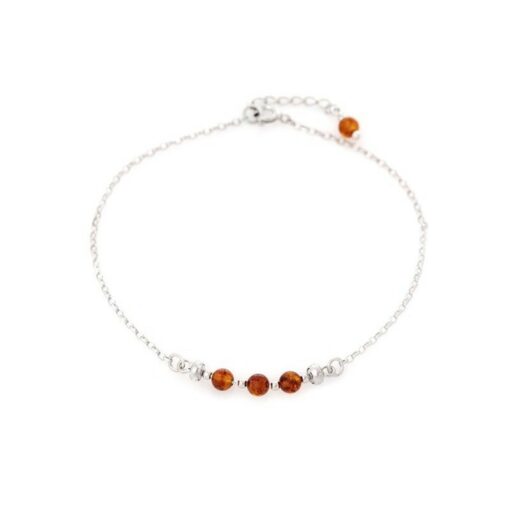 Chaîne de cheville ambre et argent
