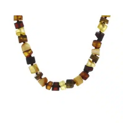 Collier ambre multicolore mat 50 cm