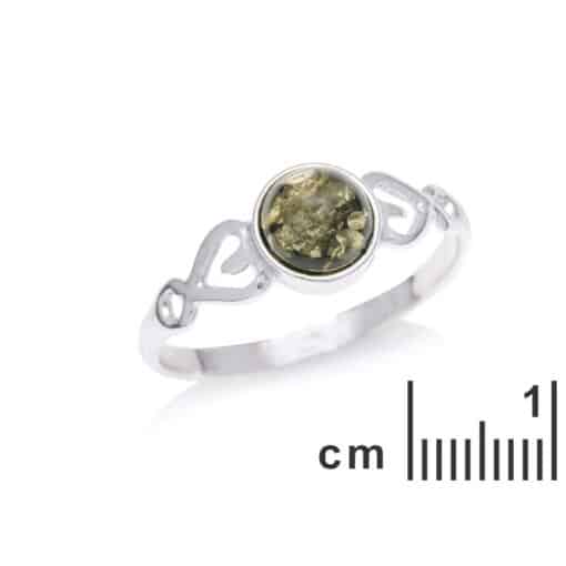 Bague ambre vert et argent – Image 2