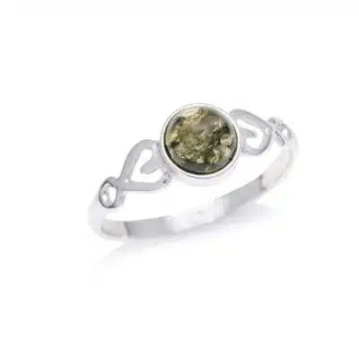 Bague ambre vert et argent