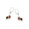 Boucles d’oreilles ambre multicolore et argent