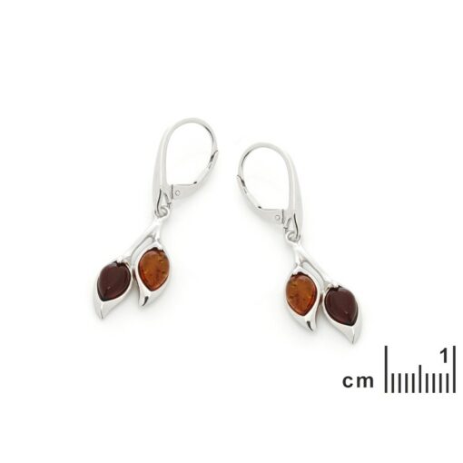 Boucles d’oreilles ambre multicolore et argent – Image 2