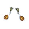 Boucles d’oreilles ambre multicolore et argent
