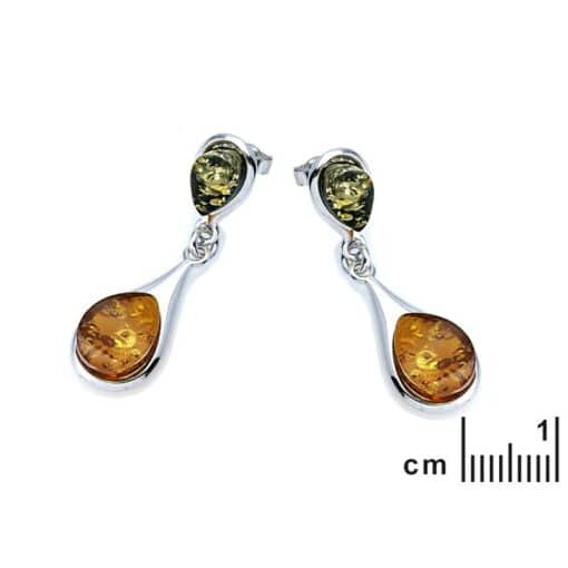 Boucles d’oreilles ambre multicolore et argent – Image 2