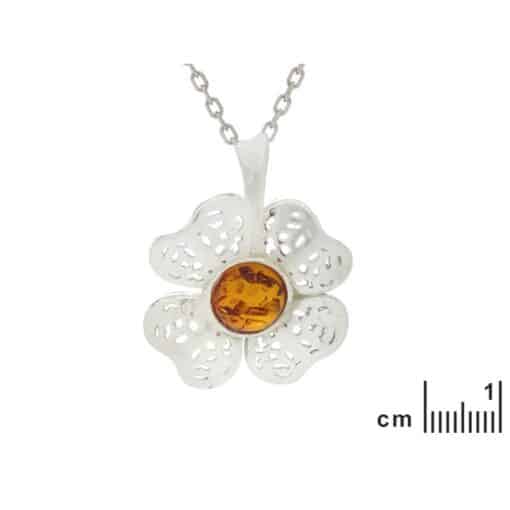 Pendentif ambre trèfle à quatre feuilles – Image 2