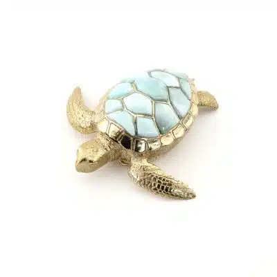 Boîte tortue en larimar et laiton