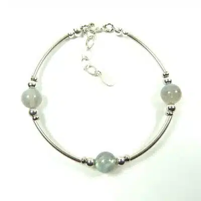 Bracelet labradorite tubes argent