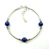 Bracelet lapis-lazuli tubes argent