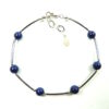 Bracelet lapis-lazuli tubes argent