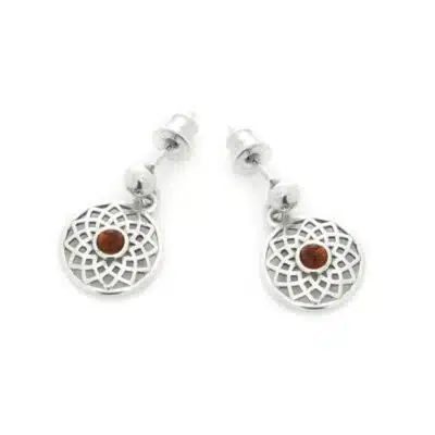 Boucles d’oreilles fleur de vie ambre
