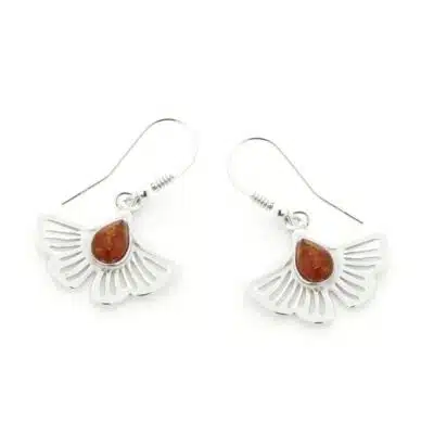 Boucles d’oreilles ambre Ginkgo