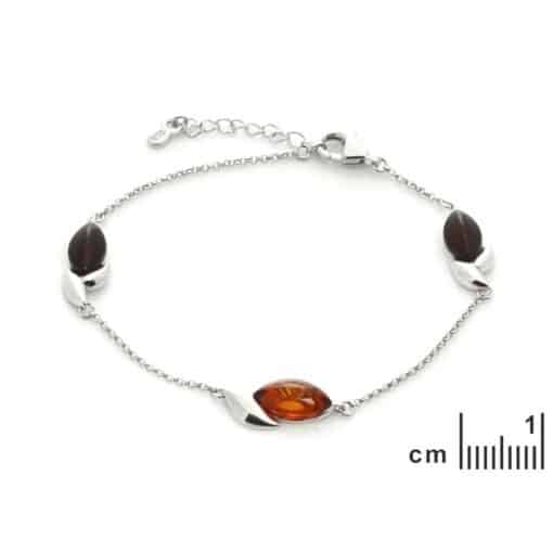 Bracelet ambre multicolore et argent – Image 2