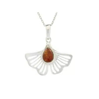Pendentif ambre Ginkgo