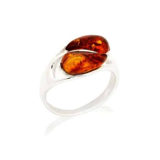 Bague ambre et argent