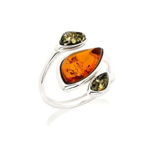 Bague ambre multicolore