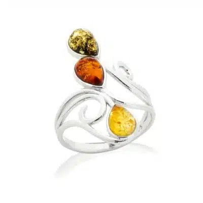 Bague ambre multicolore