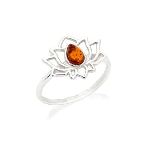Bague ambre lotus