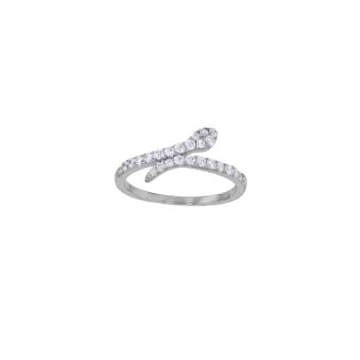 Bague serpent argent rhodié et oxydes